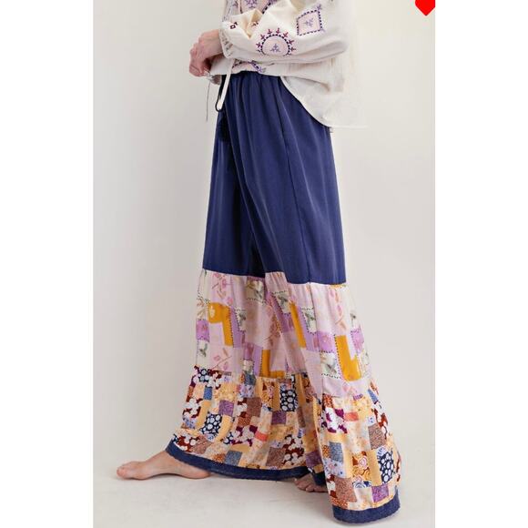 Easel Pants - Easel Mixed Print Woven Pants - Plus Size 1X - 3X